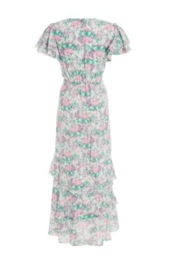 Pink Smudge Print Frill Maxi Dress 12 Pink Smudge Print Frill Maxi Dress -Princess Style Shop 00100036463 ZB