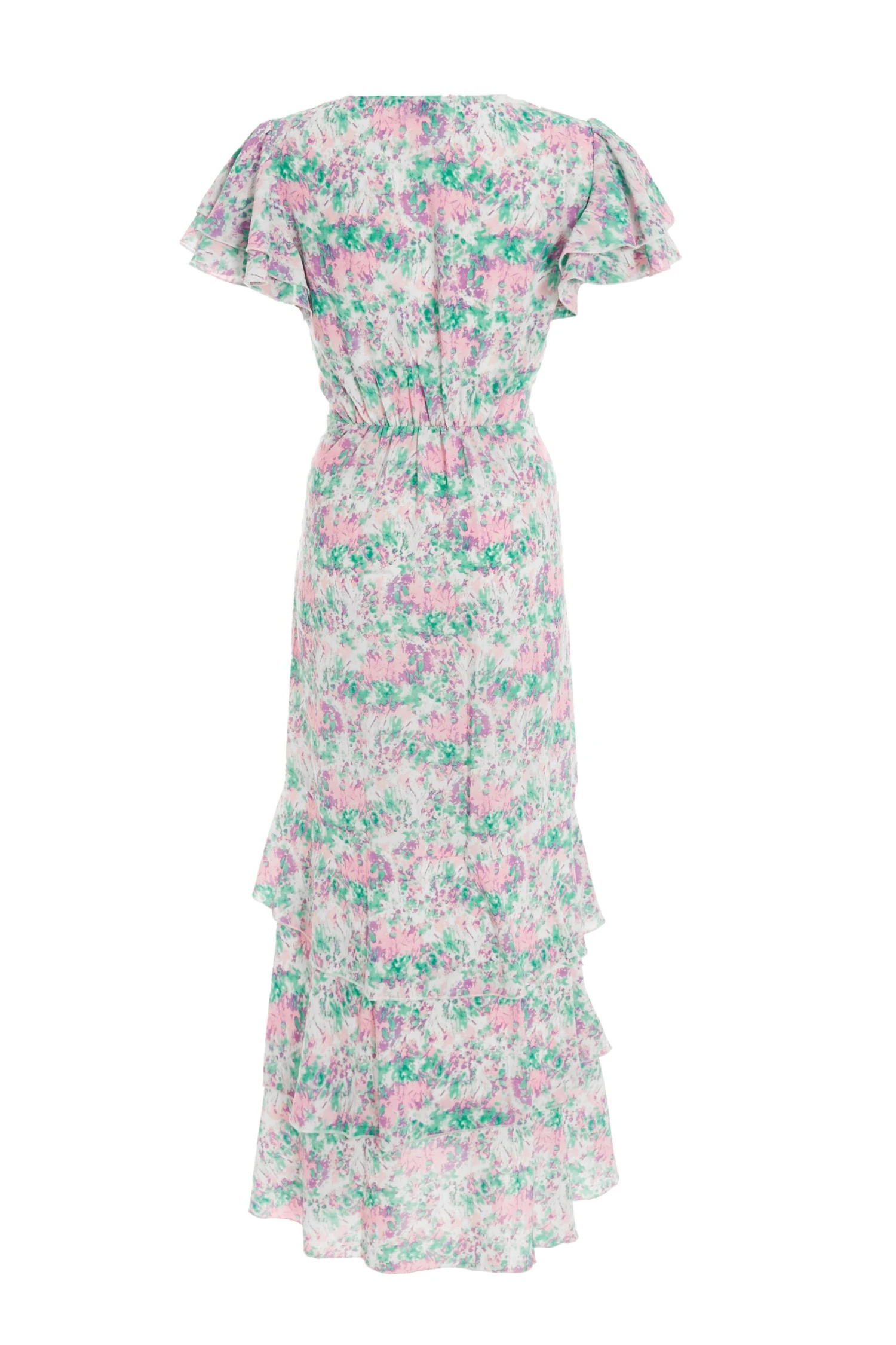 Pink Smudge Print Frill Maxi Dress 7 Pink Smudge Print Frill Maxi Dress - Image 5