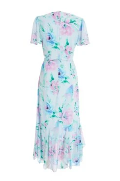 Light Blue Chiffon Floral Midaxi Dress -Princess Style Shop 00100036504 ZB