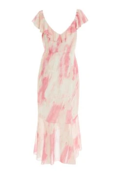 Pink Brush Stroke Frill Midaxi Dress -Princess Style Shop 00100036520 ZB