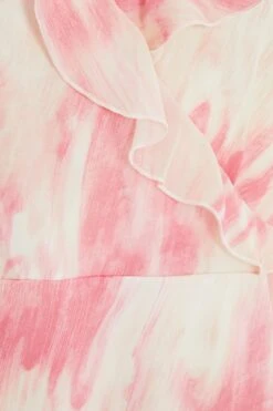 Pink Brush Stroke Frill Midaxi Dress -Princess Style Shop 00100036520 ZS