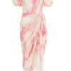 Pink Brush Stroke Midi Dress -Princess Style Shop 00100036521 ZM