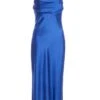 Blue Satin Diamante Midi Dress -Princess Style Shop 00100036531 ZM