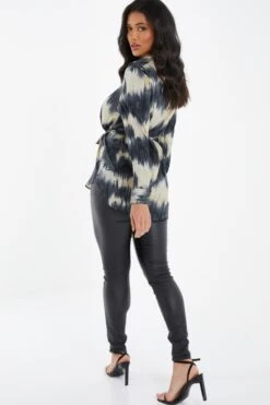 Champagne Satin Marble Print Blouse -Princess Style Shop 00100036577 XB