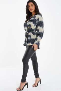 Champagne Satin Marble Print Blouse -Princess Style Shop 00100036577 XS