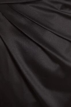 Black Satin One Shoulder Midi Dress -Princess Style Shop 00100036593 ZS