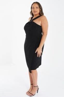 Curve Black Wrap Diamante Midi Dress -Princess Style Shop 00100036596 XS