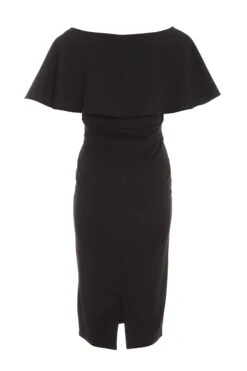 Black Angel Sleeve Wrap Midi Dress -Princess Style Shop 00100036619 ZB