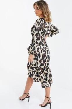 Stone Animal Print Satin Midi Dress -Princess Style Shop 00100036637 XB