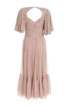 Rose Gold Sequin Midi Dress -Princess Style Shop 00100036639 ZB