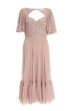 Rose Gold Sequin Midi Dress