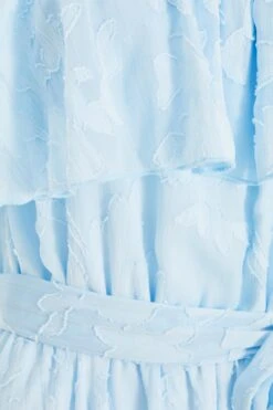 Light Blue Floral Jacquard Tiered Midi Dress -Princess Style Shop 00100036640 ZS