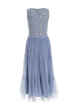 Blue Sequin Tulle Midi Dress -Princess Style Shop 00100036641 ZB