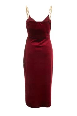 Berry Velvet Wrap Midi Dress -Princess Style Shop 00100036645 ZB