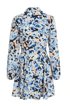 Blue Smudge Print Mini Shirt Dress -Princess Style Shop 00100036686 ZB