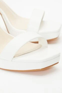 White Faux Leather Platform Heeled Sandals -Princess Style Shop 00100036744 ZB