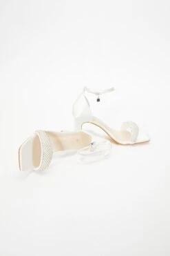 Bridal White Satin Diamante Heeled Sandals 11 Bridal White Satin Diamante Heeled Sandals -Princess Style Shop 00100036747 XS