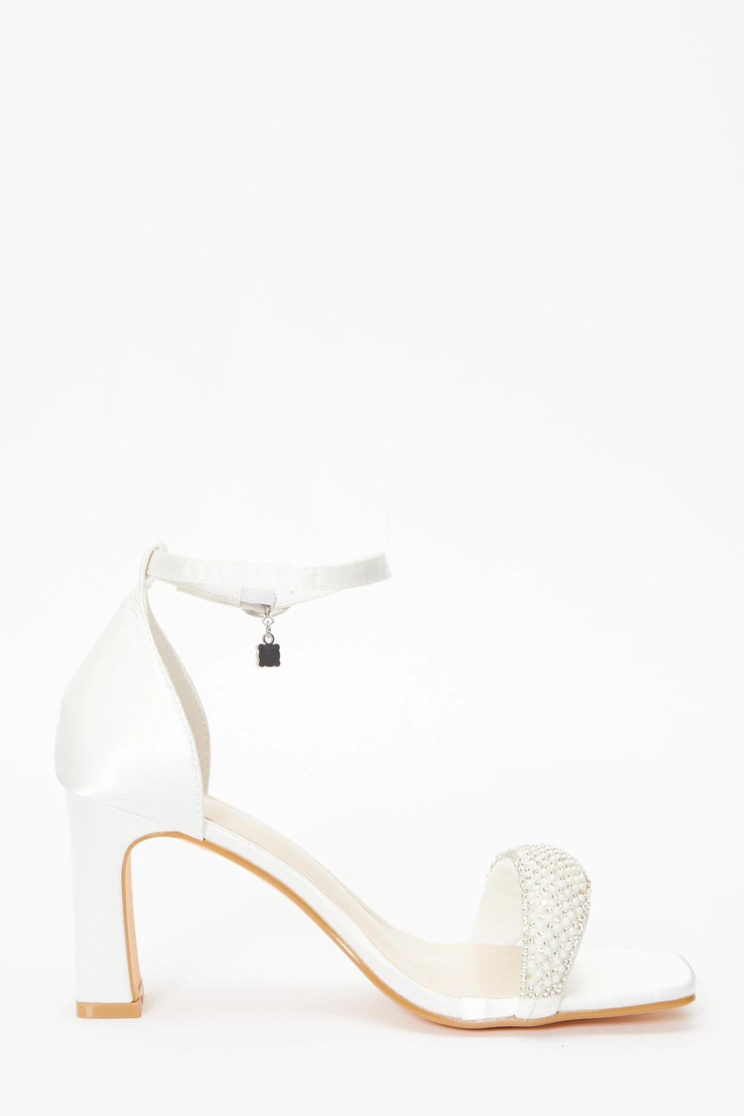 Bridal White Satin Diamante Heeled Sandals 8 Bridal White Satin Diamante Heeled Sandals - Image 6