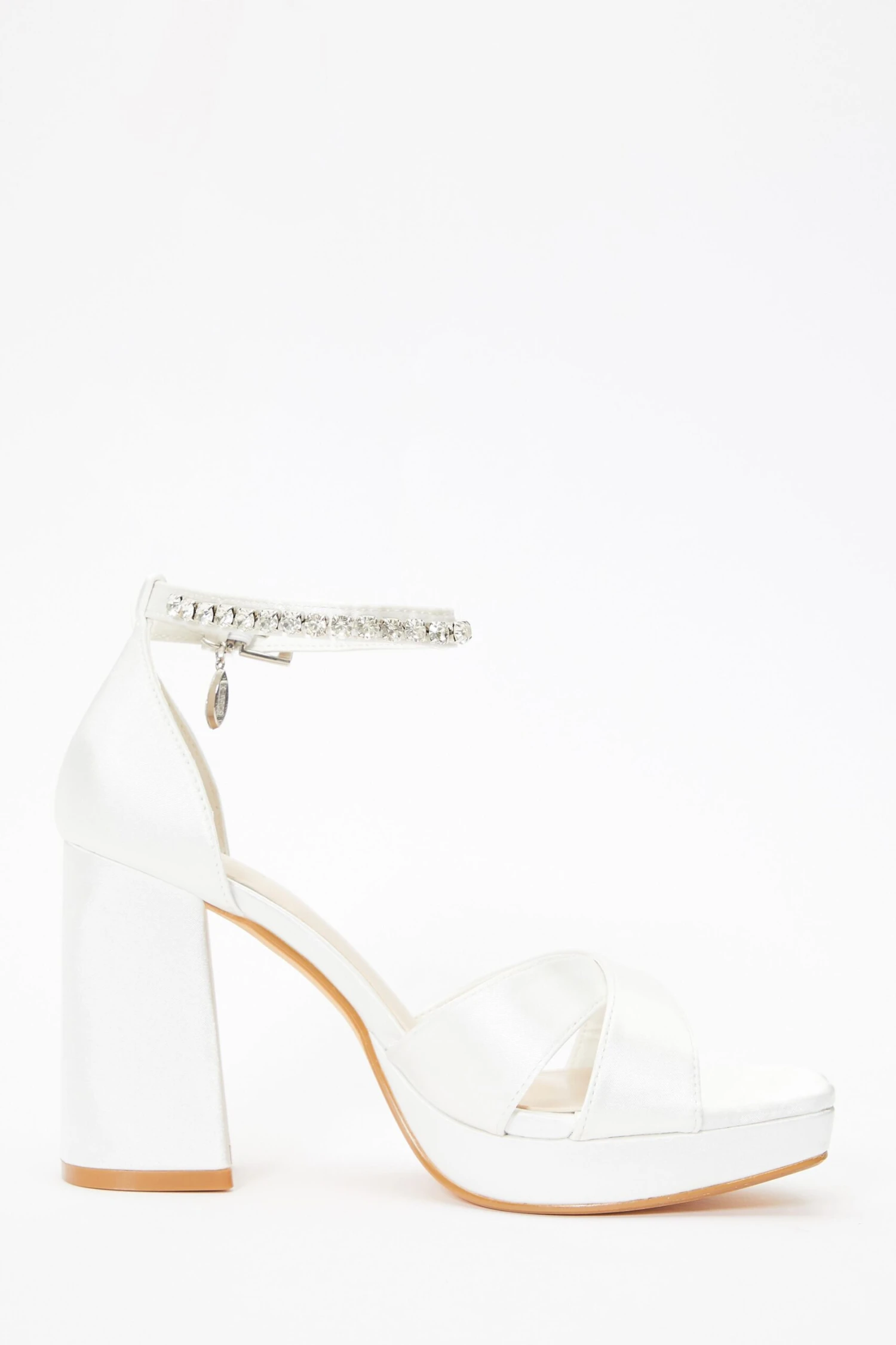 Bridal White Satin Jewel Platform Heeled Sandals 8 Bridal White Satin Jewel Platform Heeled Sandals - Image 6