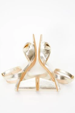 Gold Foil Twist Front Block Heeled Sandals -Princess Style Shop 00100036757 XS