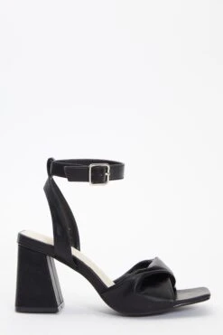 Black Twist Front Block Heeled Sandals -Princess Style Shop 00100036763 XM