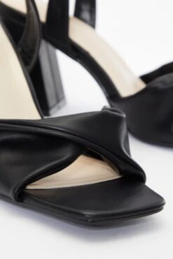 Black Twist Front Block Heeled Sandals -Princess Style Shop 00100036763 ZB