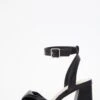 Black Twist Front Block Heeled Sandals