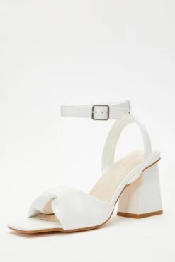White Twist Front Block Heeled Sandals -Princess Style Shop 00100036765 XB