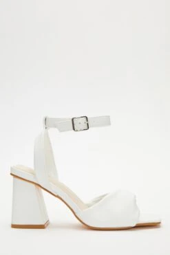 White Twist Front Block Heeled Sandals -Princess Style Shop 00100036765 XM
