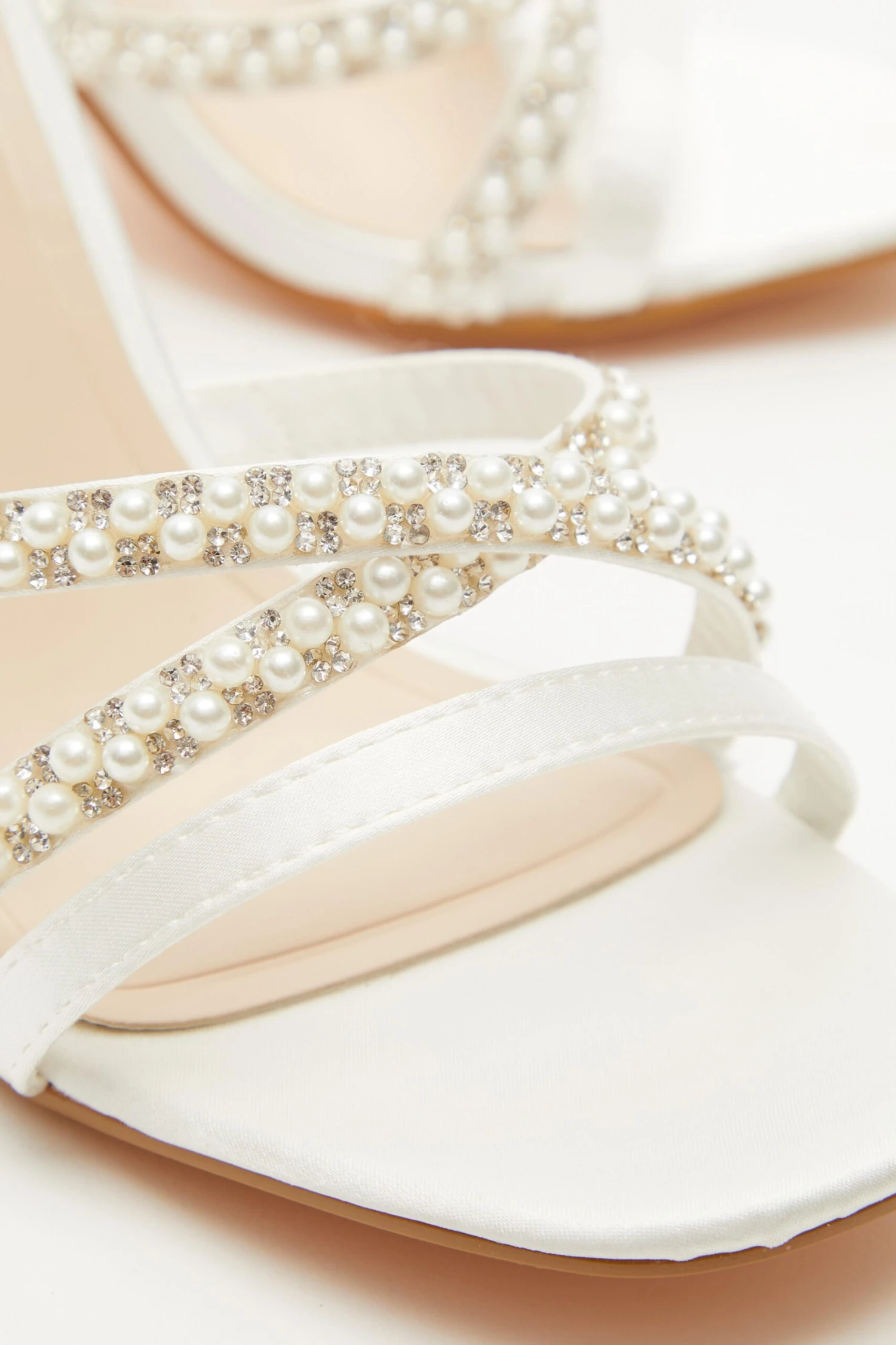 Bridal White Pearl Strappy Heeled Sandals 7 Bridal White Pearl Strappy Heeled Sandals - Image 5