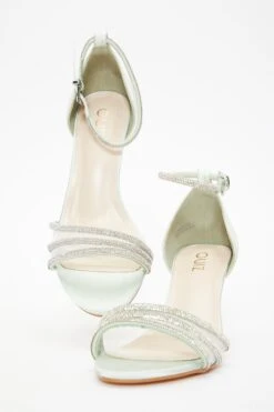 Mint Satin Diamante Mesh Low Heels -Princess Style Shop 00100036771 XS