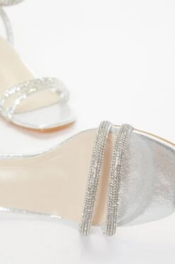 Silver Diamante Clear Low Heeled Sandals -Princess Style Shop 00100036775 ZB