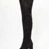 Wide Fit Black Over The Knee Heeled Boots -Princess Style Shop 00100036784 ZM
