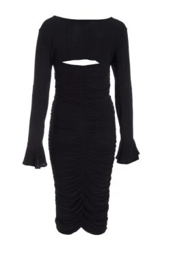 Black Knot Ruched Bodycon Midi Dress -Princess Style Shop 00100036800 ZB