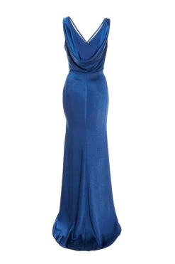 Navy Satin Maxi Dress -Princess Style Shop 00100036820 ZB