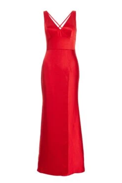 Red Satin Maxi Dress