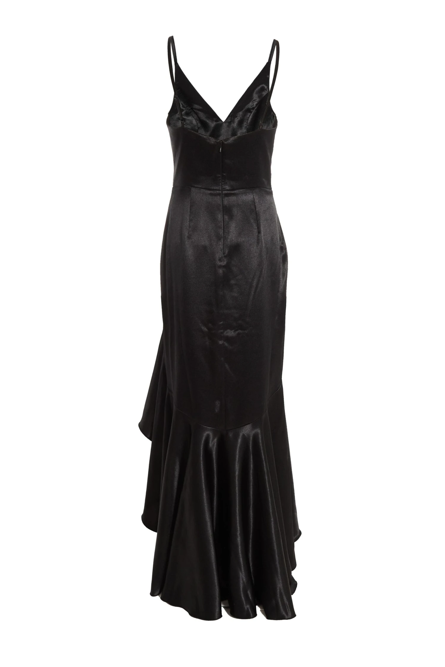 Black Satin Ruffle Maxi Dress 7 Black Satin Ruffle Maxi Dress - Image 5