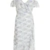White Floral Cold Shoulder Wrap Midi Dress -Princess Style Shop 00100036831 ZM