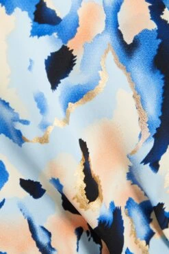 Blue Smudge Print Peplum Top -Princess Style Shop 00100036845 ZS