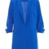 Royal Blue Ruched Tailored Blazer