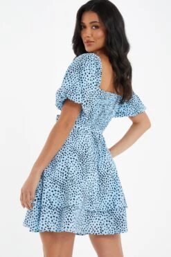 Blue Animal Print Skater Dress -Princess Style Shop 00100036863 XB