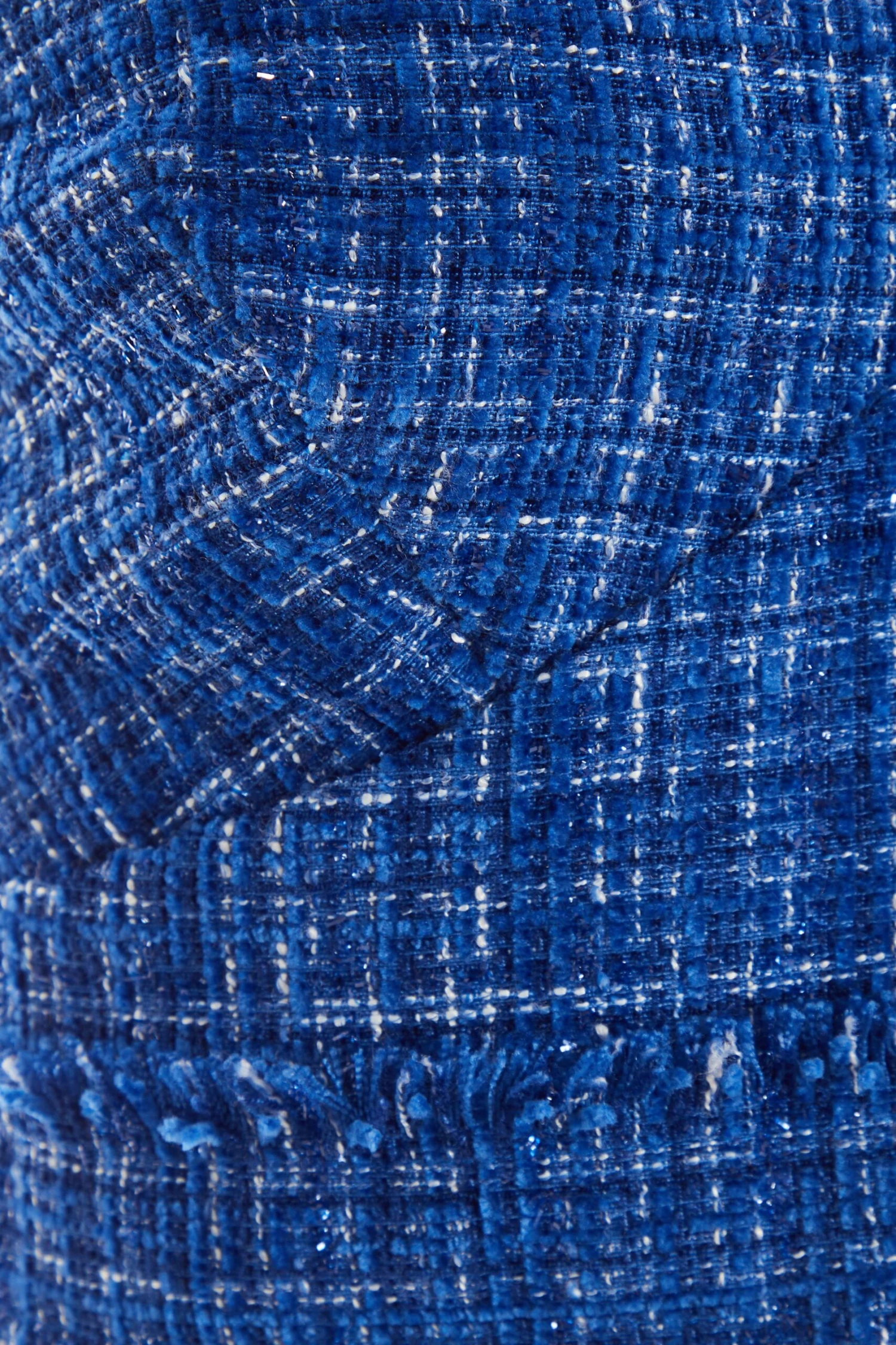 Royal Blue Checked Boucle Crop Top 7 Royal Blue Checked Boucle Crop Top - Image 6