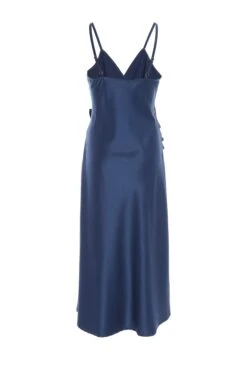 Navy Satin Wrap Floral Midi Dress 12 Navy Satin Wrap Floral Midi Dress -Princess Style Shop 00100036916 ZB