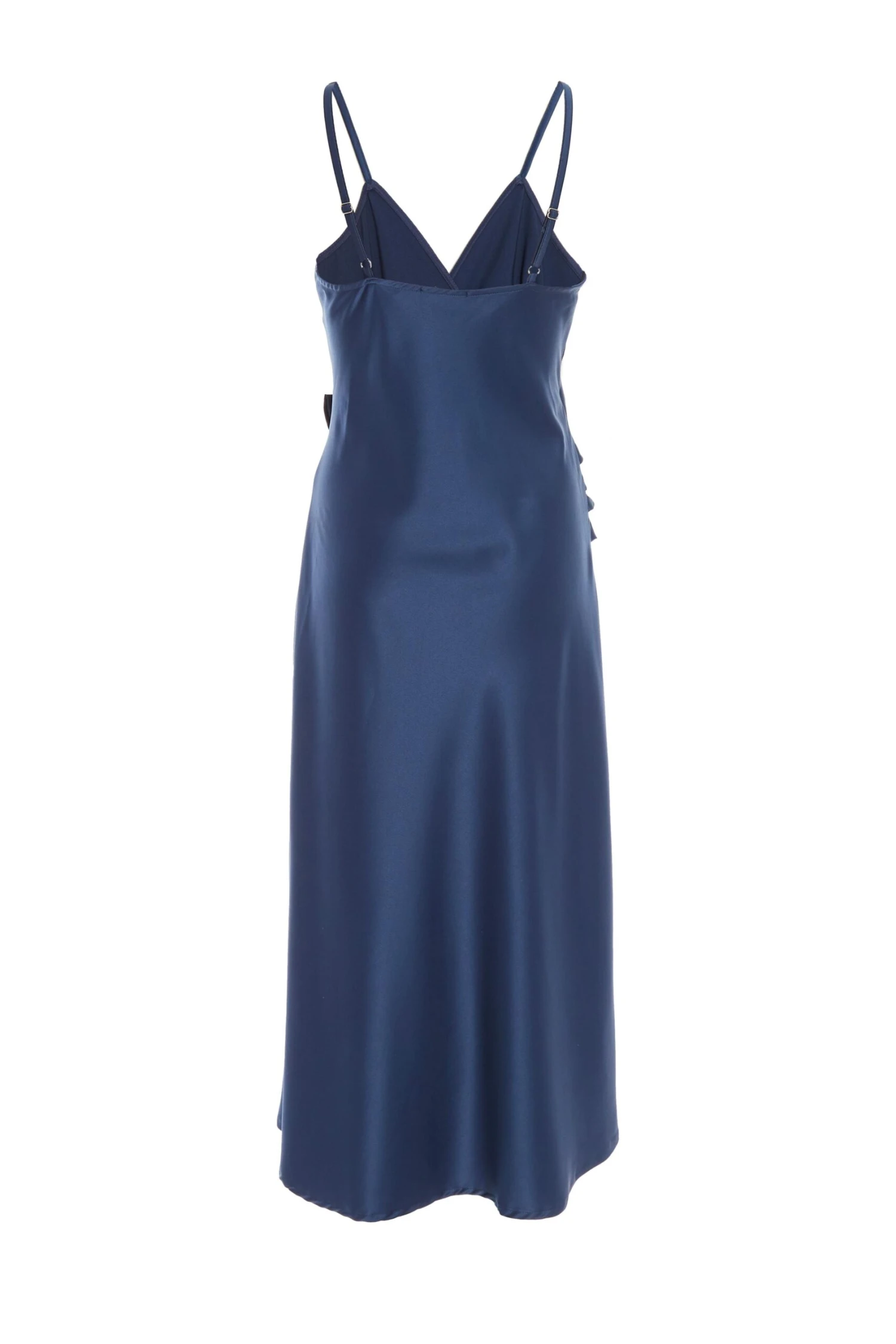 Navy Satin Wrap Floral Midi Dress 7 Navy Satin Wrap Floral Midi Dress - Image 5