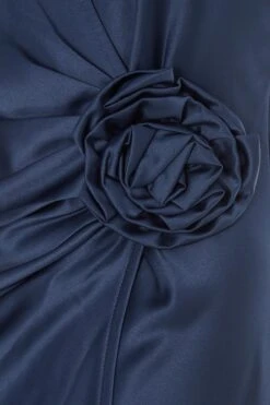 Navy Satin Wrap Floral Midi Dress 13 Navy Satin Wrap Floral Midi Dress -Princess Style Shop 00100036916 ZS