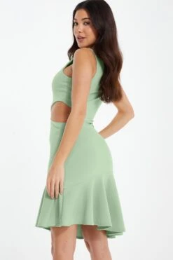 Sage Diamante One Shoulder Mini Dress -Princess Style Shop 00100036924 XB
