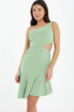 Sage Diamante One Shoulder Mini Dress -Princess Style Shop 00100036924 XM