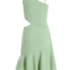 Sage Diamante One Shoulder Mini Dress