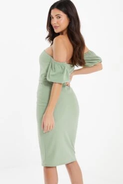 Sage Bardot Bodycon Midi Dress -Princess Style Shop 00100036943 XB