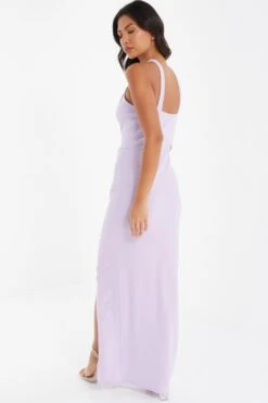 Lilac Halter Neck Diamante Maxi Dress -Princess Style Shop 00100036944 XB
